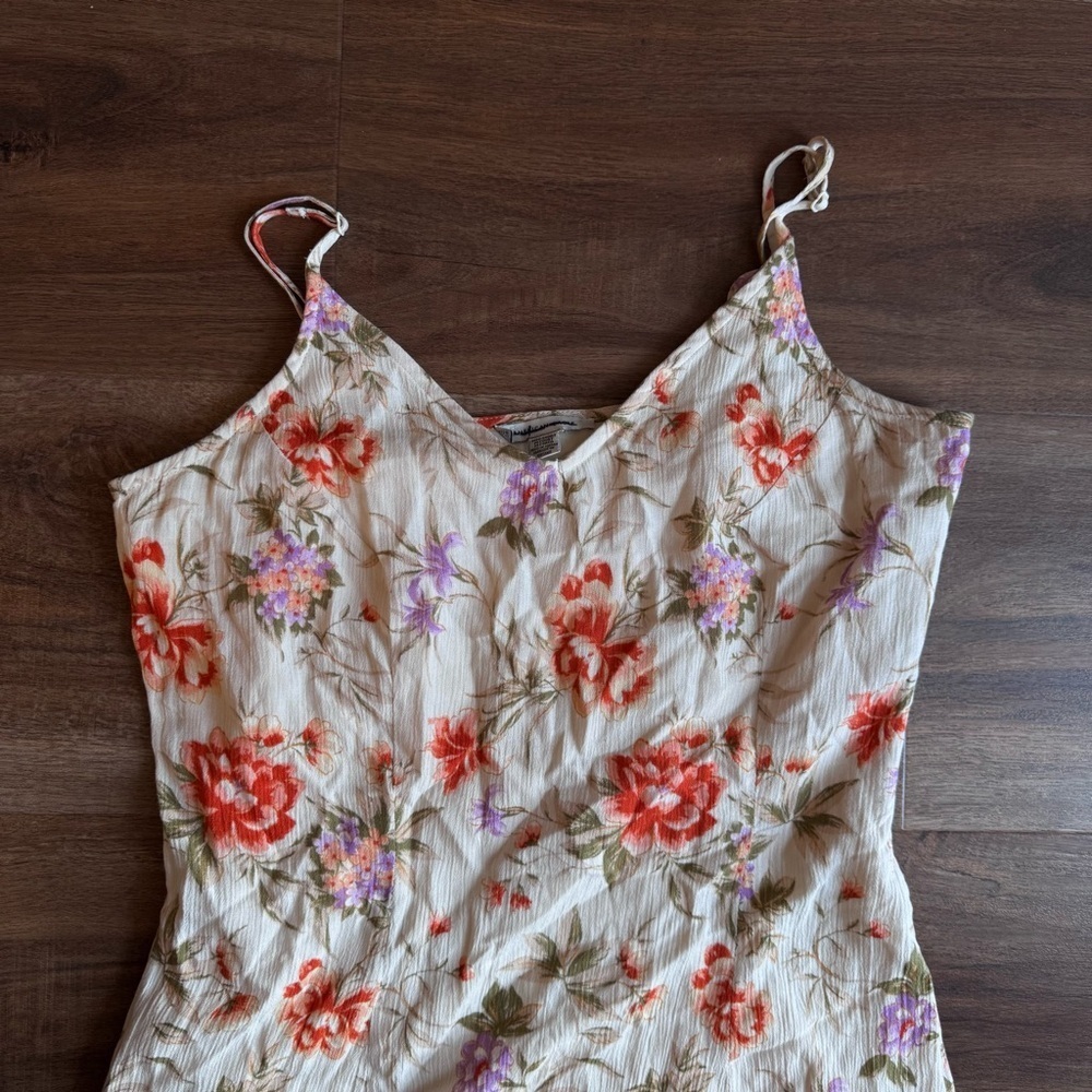 American Eagle Floral Midi Dress (M) Spaghetti Strap Front Slit Cottagecore Boho - Picture 4 of 7